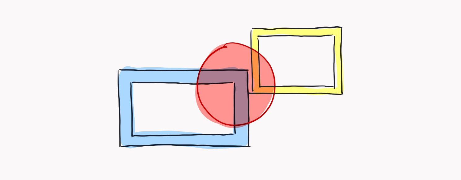 Abstract illustration of a blob framed by two picture frames